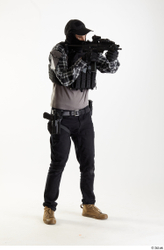 Whole Body Weapons-Rifle Man Pose with machine rifle White Army Athletic Bearded Studio photo references